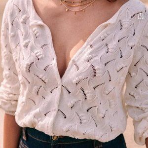 Sézane Marthe Jumper - Ecru/White Size Small